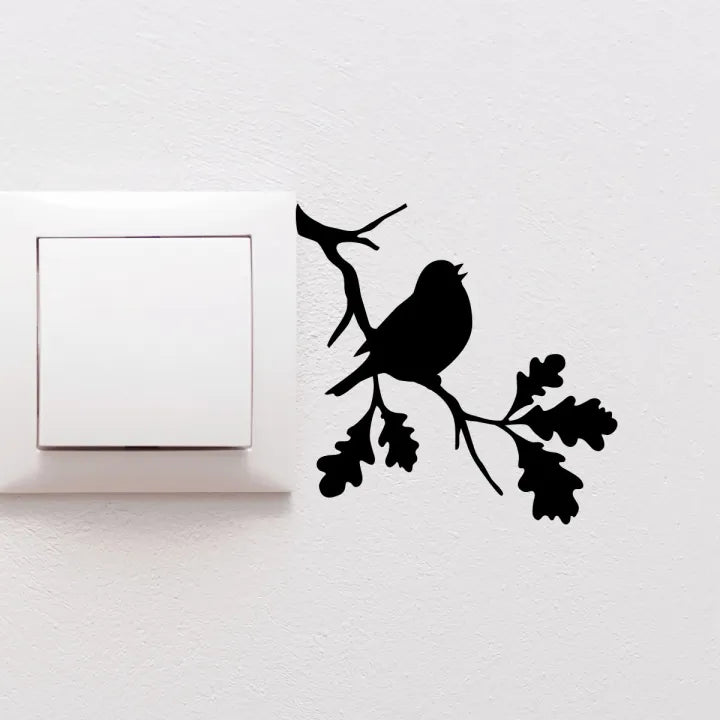 Wooden Branch & Bird For Switch Board Wall Sticker