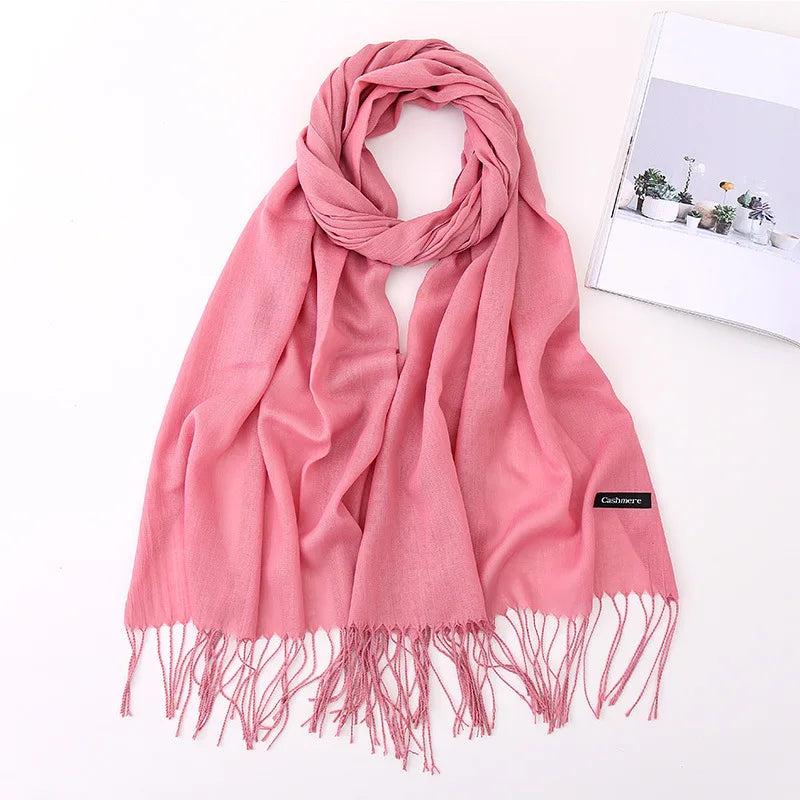 Fashionable winter scarf for women cashmere plain scarf