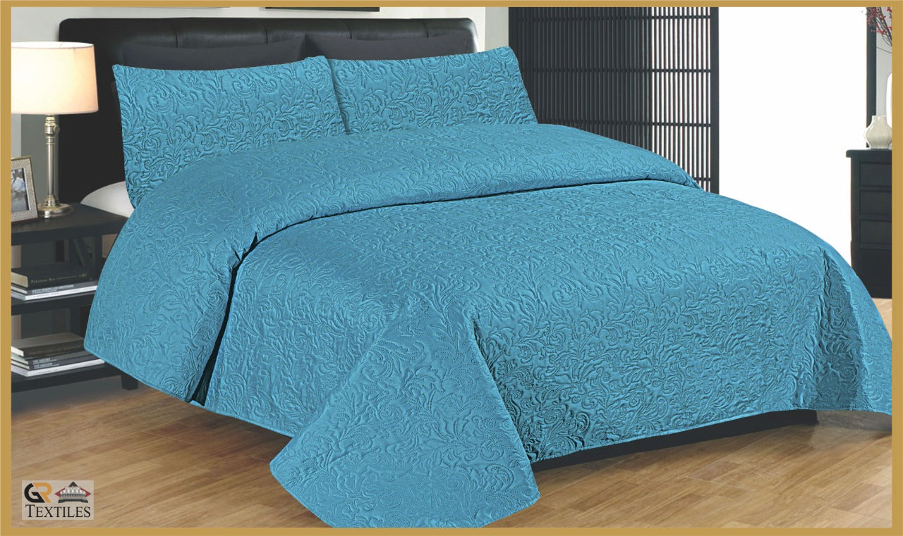Luxury Cotton Bedspread Fully Quilted & Ultra Sonic Embossed