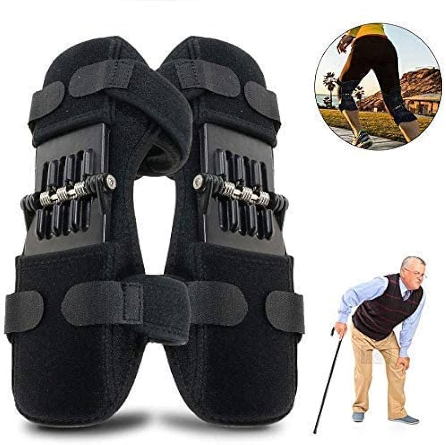 Join Support Knee Pad Breathable Non slip Power Lift Spring Force Knee Booster Tendon Brace Band Pair