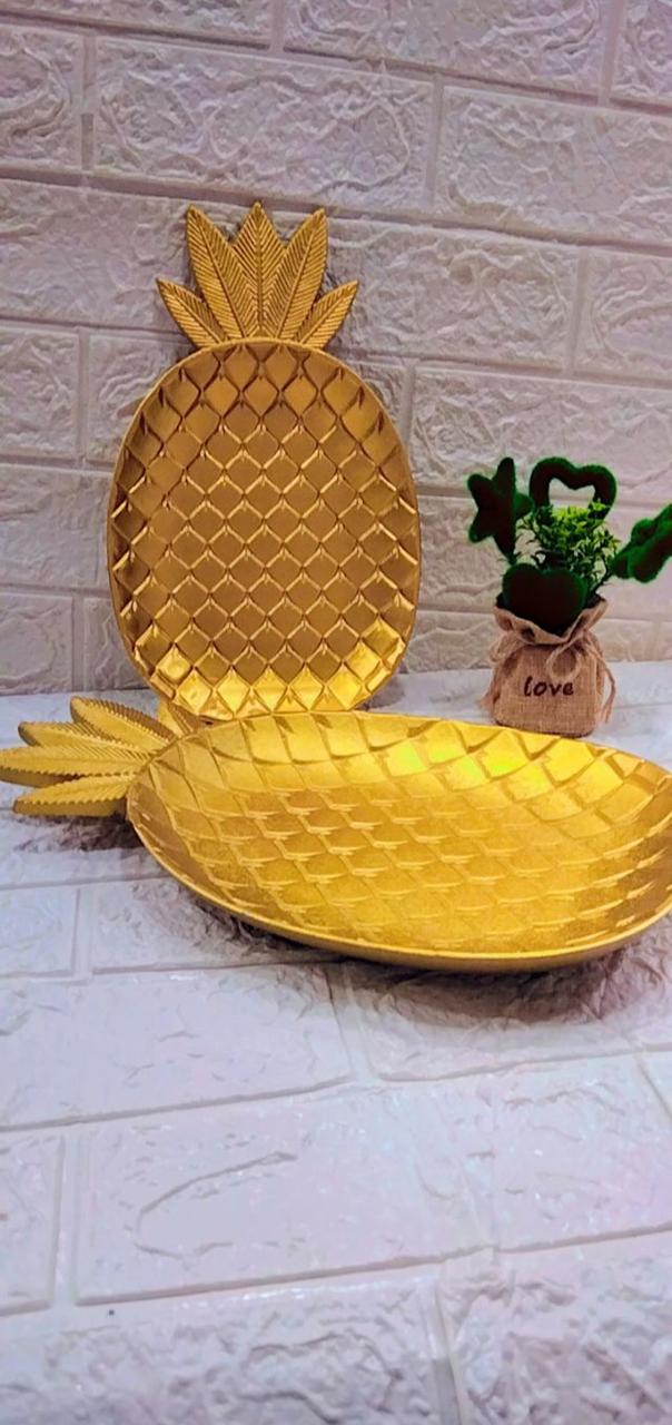 Nordic Decorative Trays Serving Shapes Pineapple Leaf Gold Jewelry Pallet Fruit Snacks Table Dishes Decoration Storage Organizer - Each