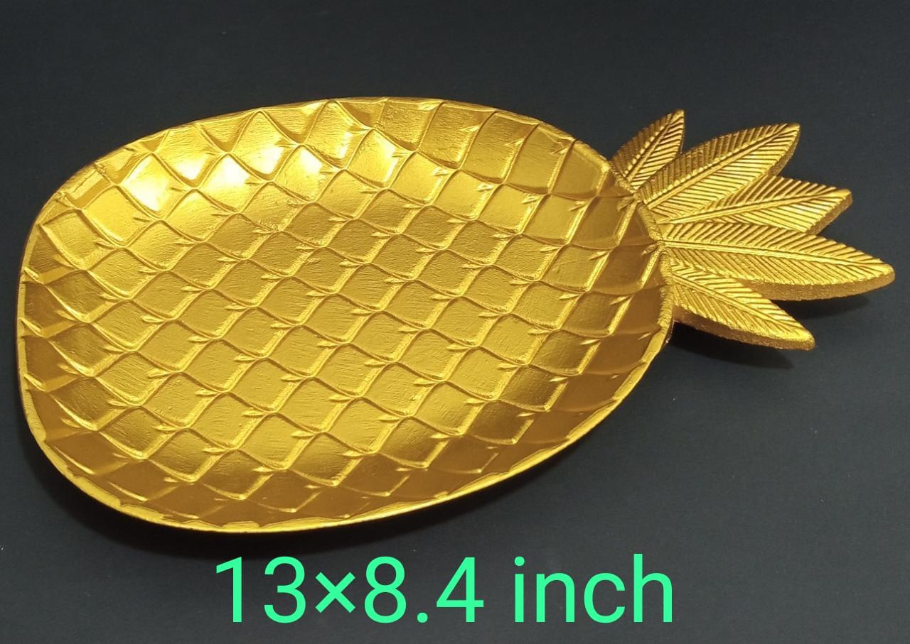 Nordic Decorative Trays Serving Shapes Pineapple Leaf Gold Jewelry Pallet Fruit Snacks Table Dishes Decoration Storage Organizer - Each