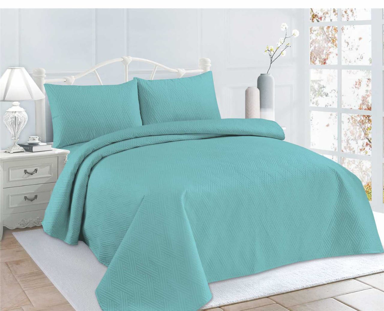 Luxury Bedspread Cotton Fully Quilted & Ultra Sonic Embossed