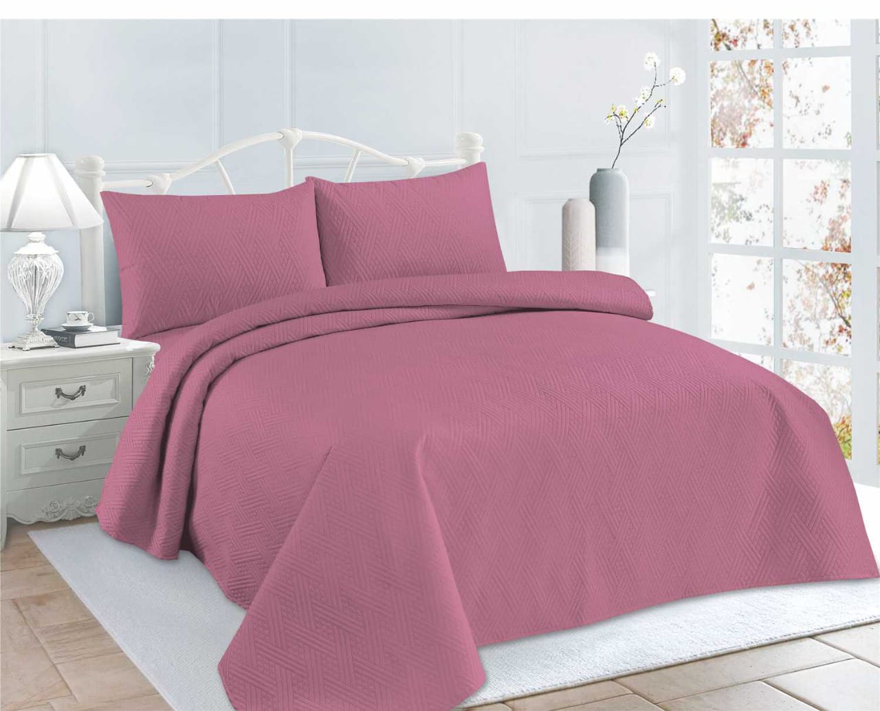 Luxury Bedspread Cotton Fully Quilted & Ultra Sonic Embossed