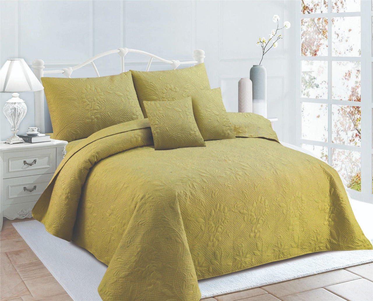 Luxury Bedspread Cotton Fully Quilted & Ultra Sonic Embossed