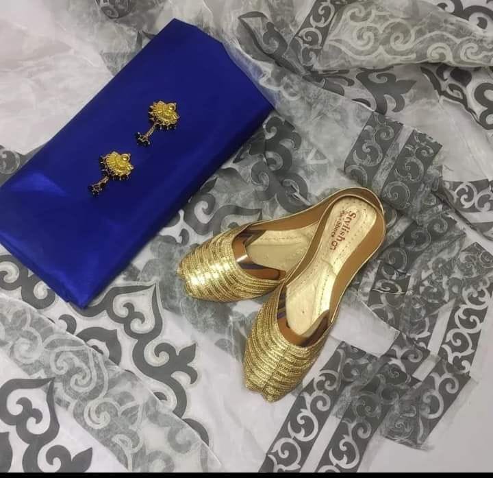 4 pcs Qattan silk suit organza dupata with Khussa