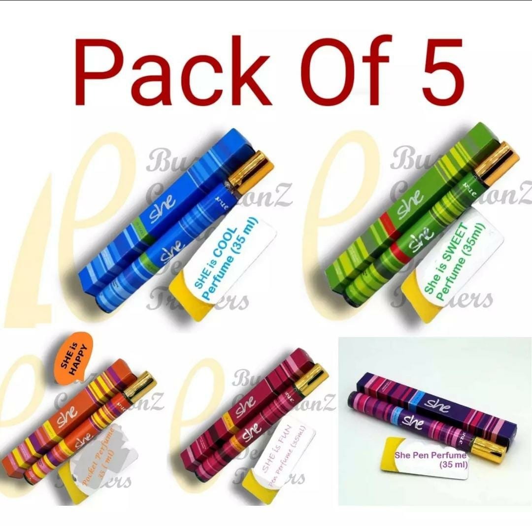 Unisex she pen perfume pack of 5 Gift For VALENTINE - Best Gift for Proposal - Anniversary long lasting Best For Daily & Party Use - Wedding Gift Dressing Decoration