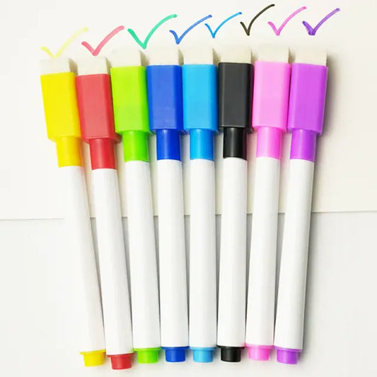 Pack Of 10 Colorful black School classroom Whiteboard Pen Dry White Board Markers Built In Eraser Student children's drawing pen