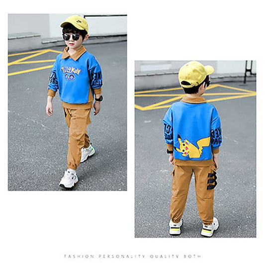 POKEMON PRINT CASUAL STYLE SWEAT SHIRT + TROUSER Colors: BLUE,size ; 12 year
